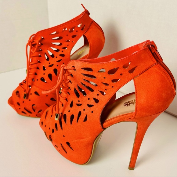 CHARLOTTE RUSSE CORAL SUEDE LACE-UP PLATFORM 6”STILETTO HEEL ANKLE BOOT WOMEN 10 - Picture 2 of 6